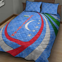 Uzbekistan Quilt Bed Set with Crescent Star and Ornamental Swirl Design - Wonder Print Shop