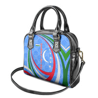 Uzbekistan Shoulder Handbag with Crescent Star and Ornamental Swirl Design - Wonder Print Shop