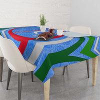 Uzbekistan Tablecloth with Crescent Star and Ornamental Swirl Design - Wonder Print Shop