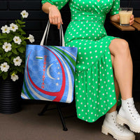 Uzbekistan Tote Bag with Crescent Star and Ornamental Swirl Design - Wonder Print Shop