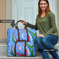 Uzbekistan Travel Bag with Crescent Star and Ornamental Swirl Design - Wonder Print Shop
