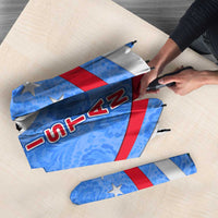 Uzbekistan Umbrella with Crescent Star and Ornamental Swirl Design - Wonder Print Shop