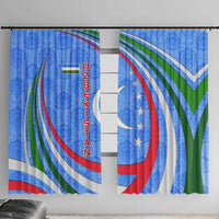 Uzbekistan Window Curtain with Crescent Star and Ornamental Swirl Design - Wonder Print Shop