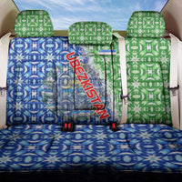 Uzbekistan Back Car Seat Cover with Ikat Pattern and National Coat of Arms Design - Wonder Print Shop