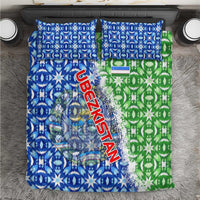 Uzbekistan Bedding Set with Ikat Pattern and National Coat of Arms Design - Wonder Print Shop