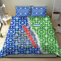 Uzbekistan Bedding Set with Ikat Pattern and National Coat of Arms Design - Wonder Print Shop