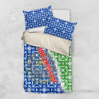 Uzbekistan Bedding Set with Ikat Pattern and National Coat of Arms Design - Wonder Print Shop