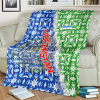 Uzbekistan Blanket with Ikat Pattern and National Coat of Arms Design - Wonder Print Shop