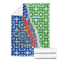 Uzbekistan Blanket with Ikat Pattern and National Coat of Arms Design - Wonder Print Shop