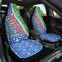 Uzbekistan Car Seat Cover with Ikat Pattern and National Coat of Arms Design - Wonder Print Shop