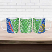 Uzbekistan Ceramic Mug with Ikat Pattern and National Coat of Arms Design - Wonder Print Shop