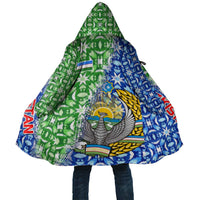 Uzbekistan Cloak with Ikat Pattern and National Coat of Arms Design - Wonder Print Shop