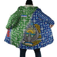 Uzbekistan Cloak with Ikat Pattern and National Coat of Arms Design - Wonder Print Shop