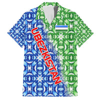 Uzbekistan Family Matching Long Sleeve Bodycon Dress and Hawaiian Shirt with Ikat Pattern and National Coat of Arms Design - Wonder Print Shop