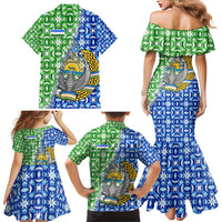 Uzbekistan Family Matching Mermaid Dress and Hawaiian Shirt with Ikat Pattern and National Coat of Arms Design - Wonder Print Shop