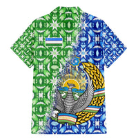 Uzbekistan Family Matching Mermaid Dress and Hawaiian Shirt with Ikat Pattern and National Coat of Arms Design - Wonder Print Shop
