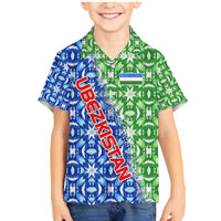 Uzbekistan Family Matching Mermaid Dress and Hawaiian Shirt with Ikat Pattern and National Coat of Arms Design - Wonder Print Shop