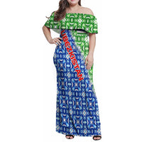 Uzbekistan Family Matching Off Shoulder Maxi Dress and Hawaiian Shirt with Ikat Pattern and National Coat of Arms Design - Wonder Print Shop