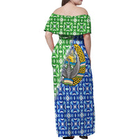 Uzbekistan Family Matching Off Shoulder Maxi Dress and Hawaiian Shirt with Ikat Pattern and National Coat of Arms Design - Wonder Print Shop