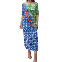 Uzbekistan Family Matching Puletasi and Hawaiian Shirt with Ikat Pattern and National Coat of Arms Design - Wonder Print Shop