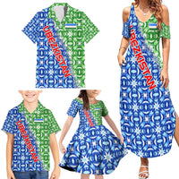 Uzbekistan Family Matching Summer Maxi Dress and Hawaiian Shirt with Ikat Pattern and National Coat of Arms Design - Wonder Print Shop