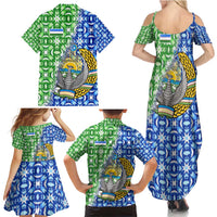 Uzbekistan Family Matching Summer Maxi Dress and Hawaiian Shirt with Ikat Pattern and National Coat of Arms Design - Wonder Print Shop
