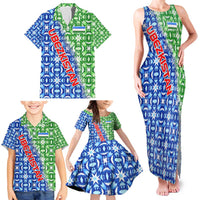 Uzbekistan Family Matching Tank Maxi Dress and Hawaiian Shirt with Ikat Pattern and National Coat of Arms Design - Wonder Print Shop
