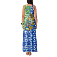 Uzbekistan Family Matching Tank Maxi Dress and Hawaiian Shirt with Ikat Pattern and National Coat of Arms Design - Wonder Print Shop