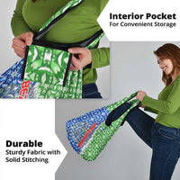 Uzbekistan Grocery Bag with Ikat Pattern and National Coat of Arms Design - Wonder Print Shop
