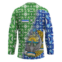 Uzbekistan Hockey Jersey with Ikat Pattern and National Coat of Arms Design - Wonder Print Shop