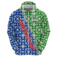 Uzbekistan Hoodie with Ikat Pattern and National Coat of Arms Design - Wonder Print Shop
