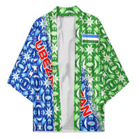Uzbekistan Kimono with Ikat Pattern and National Coat of Arms Design - Wonder Print Shop