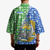 Uzbekistan Kimono with Ikat Pattern and National Coat of Arms Design - Wonder Print Shop