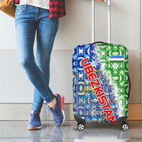 Uzbekistan Luggage Cover with Ikat Pattern and National Coat of Arms Design - Wonder Print Shop