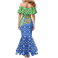Uzbekistan Mermaid Dress with Ikat Pattern and National Coat of Arms Design - Wonder Print Shop
