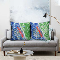 Uzbekistan Pillow Cover with Ikat Pattern and National Coat of Arms Design - Wonder Print Shop