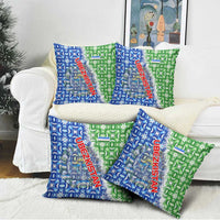 Uzbekistan Pillow Cover with Ikat Pattern and National Coat of Arms Design - Wonder Print Shop