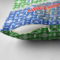 Uzbekistan Pillow Cover with Ikat Pattern and National Coat of Arms Design - Wonder Print Shop