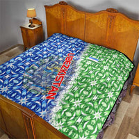 Uzbekistan Quilt with Ikat Pattern and National Coat of Arms Design - Wonder Print Shop
