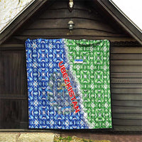 Uzbekistan Quilt with Ikat Pattern and National Coat of Arms Design - Wonder Print Shop