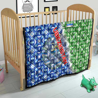 Uzbekistan Quilt with Ikat Pattern and National Coat of Arms Design - Wonder Print Shop