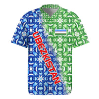 Uzbekistan Rugby Jersey with Ikat Pattern and National Coat of Arms Design - Wonder Print Shop