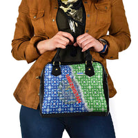 Uzbekistan Shoulder Handbag with Ikat Pattern and National Coat of Arms Design - Wonder Print Shop
