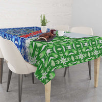 Uzbekistan Tablecloth with Ikat Pattern and National Coat of Arms Design - Wonder Print Shop