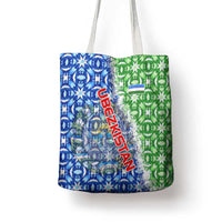 Uzbekistan Tote Bag with Ikat Pattern and National Coat of Arms Design - Wonder Print Shop