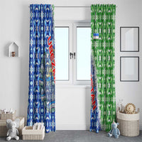 Uzbekistan Window Curtain with Ikat Pattern and National Coat of Arms Design - Wonder Print Shop