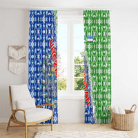 Uzbekistan Window Curtain with Ikat Pattern and National Coat of Arms Design - Wonder Print Shop
