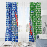 Uzbekistan Window Curtain with Ikat Pattern and National Coat of Arms Design - Wonder Print Shop