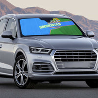 Uzbekistan Auto Sun Shade with National Coat of Arms and Modern Gradient Design - Wonder Print Shop