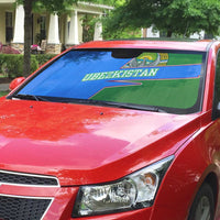 Uzbekistan Auto Sun Shade with National Coat of Arms and Modern Gradient Design - Wonder Print Shop